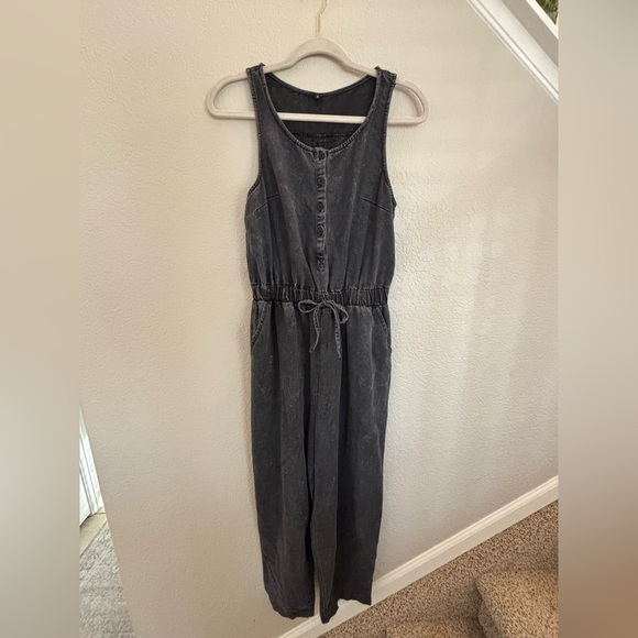 Amazon denim sleeveless jumpsuit in charcoal - Picture 2 of 8